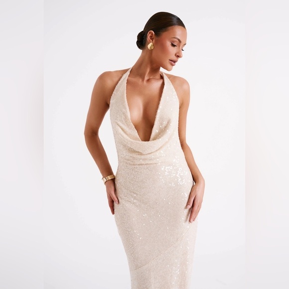 NWT MESHKI Blakely Halter Sequin Maxi Dress SZ M - Picture 12 of 14